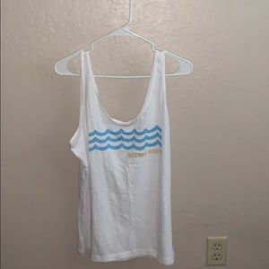 White tank top with graphic design